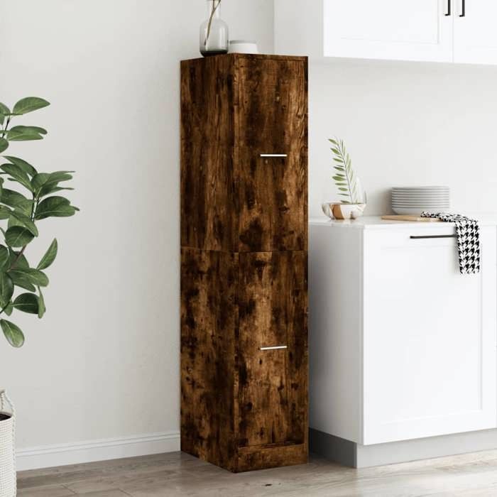 SALE dhiver Armoire de bureau - BURKE - Armoire dapothicaire - chêne fumé 30x41x1445 cm bois ingénierie AA1003