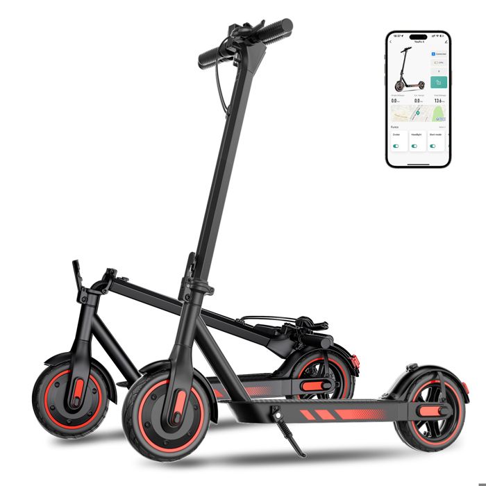 Trottinette électrique Pliable 500W-36V 105Ah-40km/h-Trottinette Électrique adulte 10-Autonomie 30km-Charge 150kg-3 vitesses-Rouge
