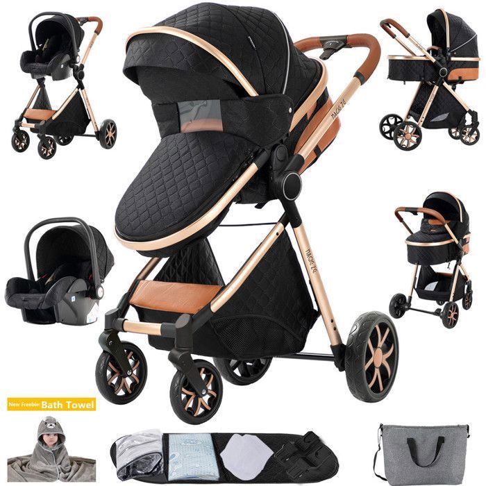 Poussette 3 en 1combinées bebeMagicZCnouveau népliableDossier réglableavec siege auto0-3 ansor