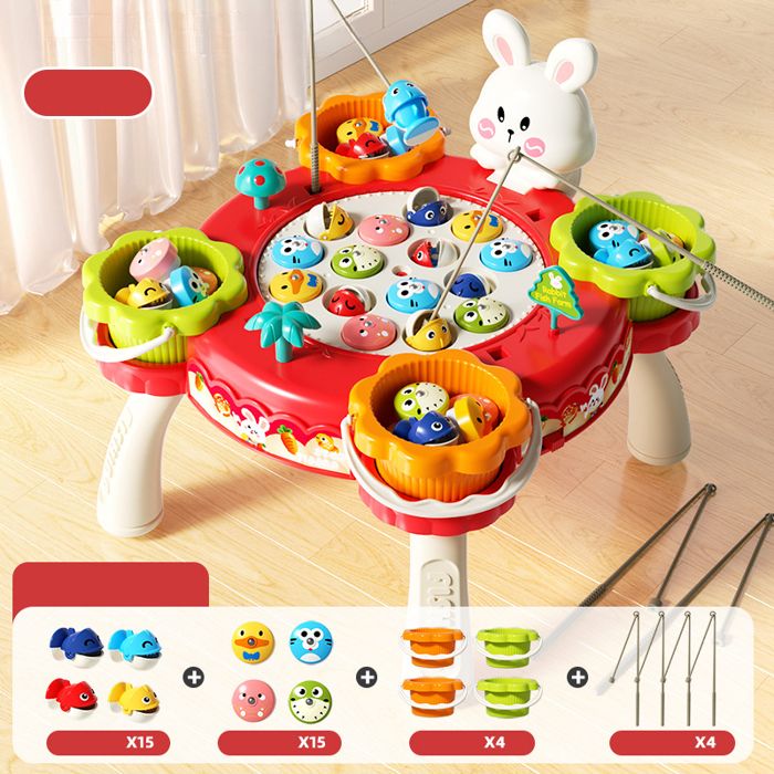 Table D'eau 4-en-1 Avec Pêche Et Robinet – Jeu Aquatique Extérieur Pour Enfants 4-8 Ans