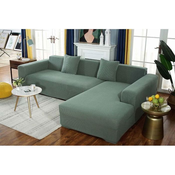 Housse de canapé élastique - MICH - Canapé dangle - Base antidérapante - Lavable en machine - Vert