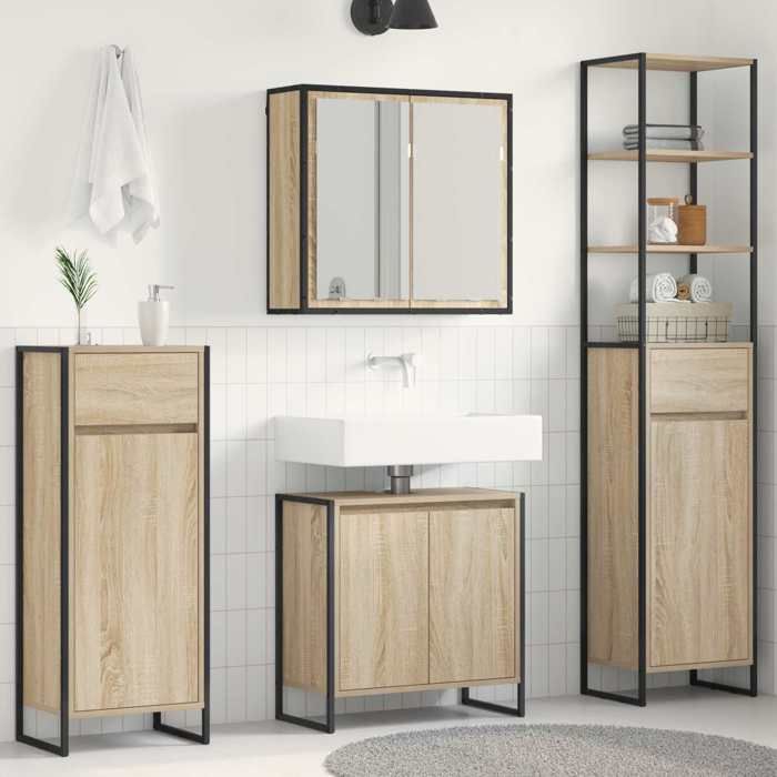 NEW 2026 Ensemble de mobilier de salle de bain DESGIN CLASSIQUE avec tiroir Chêne Sonoma contemporain L6161