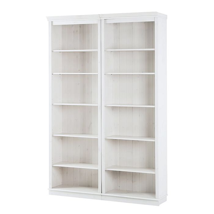 Anita-bibliothèque à 5 Étagères En Pin Blanc Lot De 2