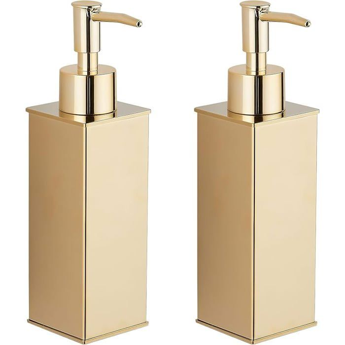 Lot de 2 distributeurs de savon distributeur de liquide debout en acier inoxydable 304 bouteilles à pompe Lot de 2 Pièces Doré