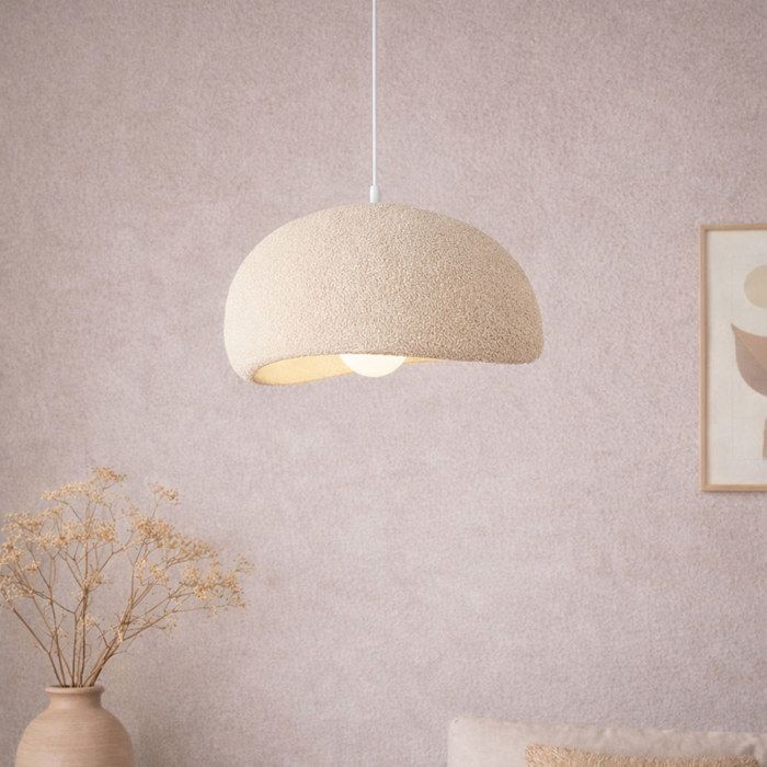 Milton & Oldbrook Japandi Lampe à Suspension Ø 40 cm Tuzla Beige Look Pierre
