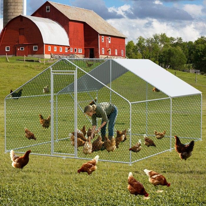 Poulailler Métallique Argenté 300x400x200cm Verrou Sécurité Bâche Imperméable Poules Lapins Petits Animaux Poulailler Métallique Argenté 300x400x200cm Verrou Sécurité Bâche Imperméable Poules Lapins Petits Animaux