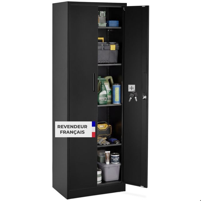 TECTAKE - armoire à dossiers - Armoire à dossiers Brandon fermeture magnétique 5 compartiments acier - 60 x 40 x 1805 cm