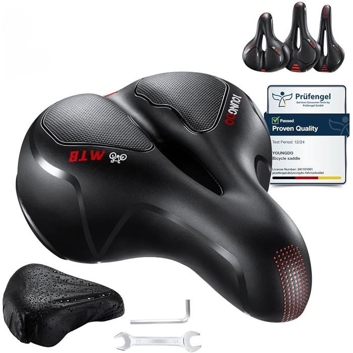 Selle Velo Confortable Selle Vélo Gel Ergonomique avec Boule d Amortisseur à Double Ressort Siège de Vélo Rouge City