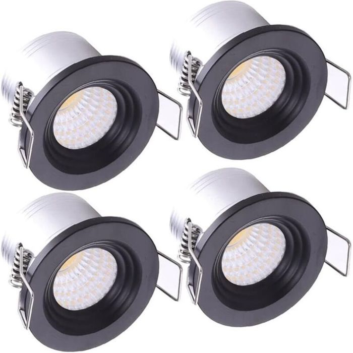 4pcs spots encastrés LED – Mini 3W orientable 3000K – pour vitrine et meuble – Ø38mm noir