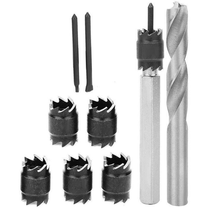 Foret à dépointer 9 pièces 3/8 pouces – Acier rapide pour plaques métalliques – Coupe nette sans déformation