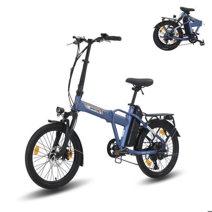 SPATIAL Vélo Électrique 20Pliant - Moteur 250W-Batterie 36V/13Ah- 25 km/h Max-100KM Max(Mode ASSIST)- Shimano 7 vitesses-Bleu