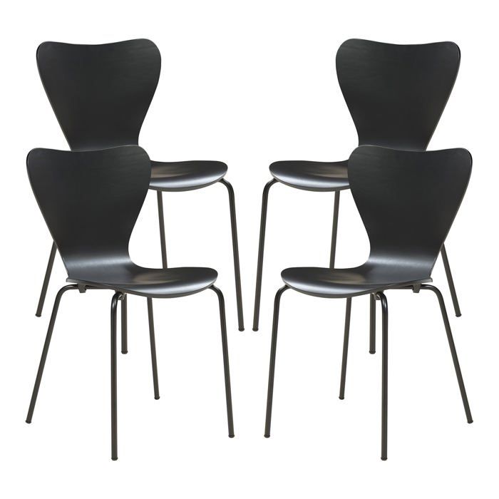 Chaises de salle à manger - HELLOSHOP26 - Chaise moderne - Empilable - Coque contreplaqué bouleau - Pieds métal