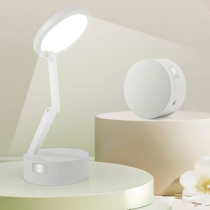 Lampe de Bureau LED Rechargeable Table Lampes sans Fil Portable Pliable Lampe Chevet avec 3 Luminosité Rond
