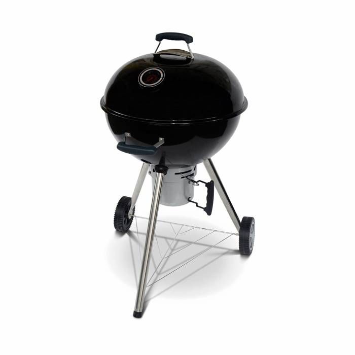 Barbecue charbon Premium Ø57cm - Charles - noir émaillé - aérateurs, acier émaillé, fumoir, récupérateur de cendres