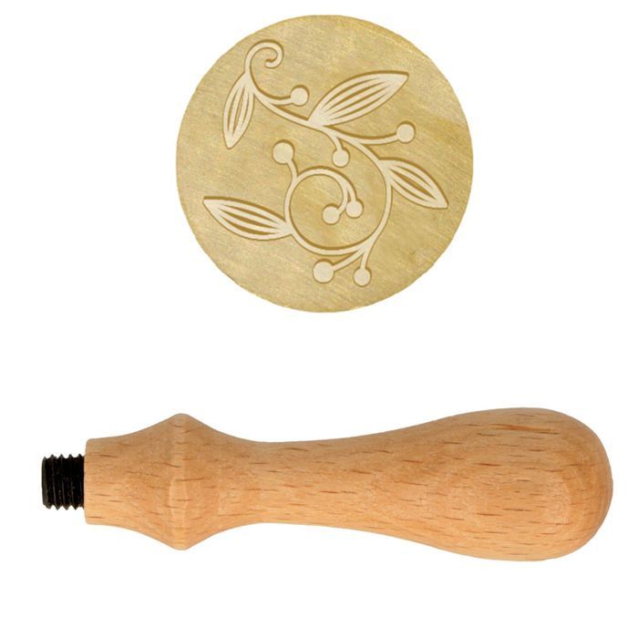 Sceau De Cire En Laiton Motif Pavot - Tampon 25mm Avec Manche En Bois Pour Invitations Et Lettres