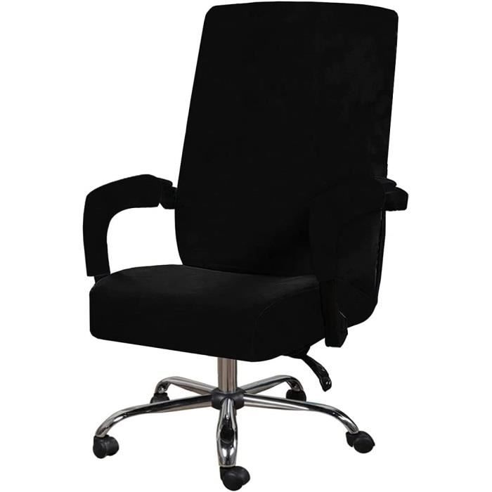Housse De Fauteuil Bureau Velours KAYBTNT - Noir XL - Lavable Avec Housses Accoudoirs