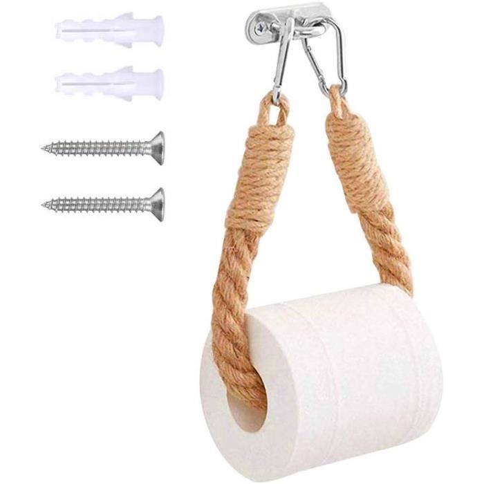 DEKAZIA® Porte Papier Toilette Bois Mural - Support Et Dérouleur Adhésif - Distributeur Papier