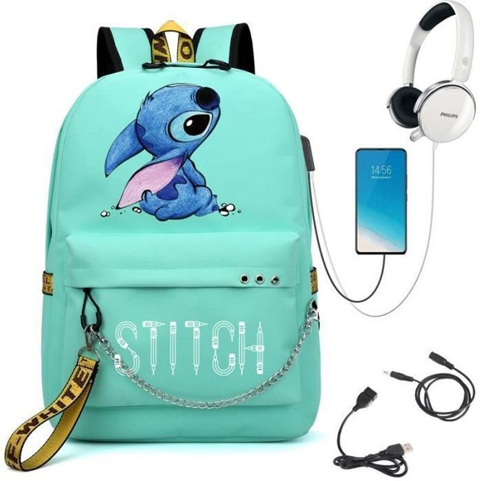 Sac A Dos Stitch tudiant Sac Sac Dos Avec USB Et Prise Casque