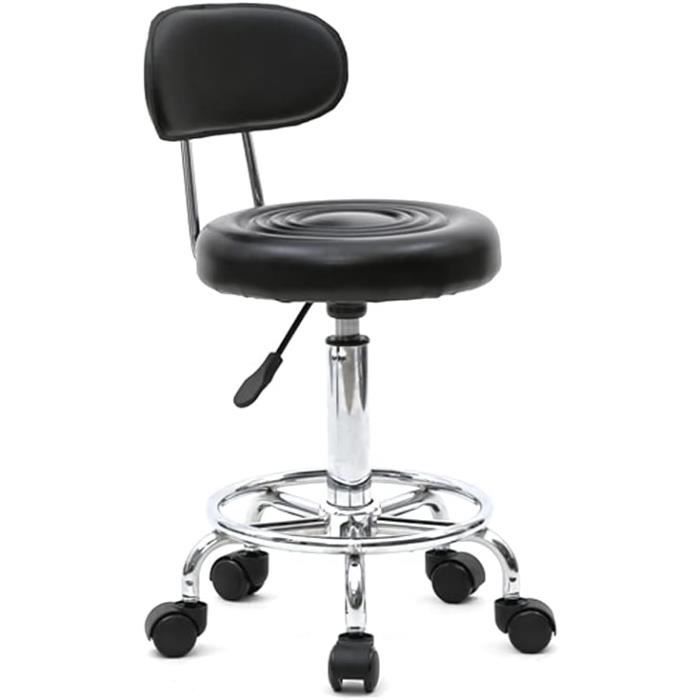 Tabouret De Travail Bas Roulant Siège Rond Tabouret De Travail Bas à Roulettes - Siège Rond En Cuir PU, Pivotant 360°, Pour Garage, Bureau, Maison Siège Mécanique à Roulettes