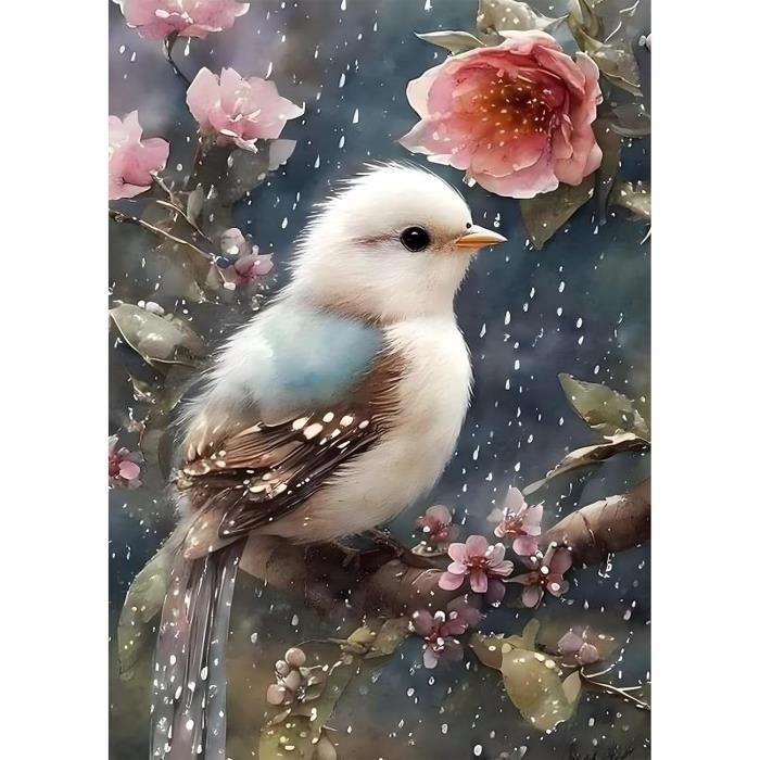 Diamond Painting Oiseau Bleu Broderie Diamant Kit Complet, DIY 5D Diamant Peinture Numero Adulte Grand Point De Croix 50x100cm, Canevas Tableau Perle Diamant Art Pour Home Decor Cadeau