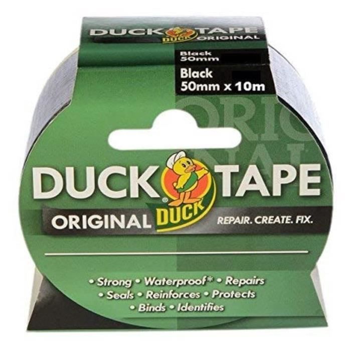 Duck Tape Original Ruban Adhésif Toilé Noir 50 Mm X 25 M – Ultra Résistant, Imperméable Et Polyvalent Pour Réparations Solides