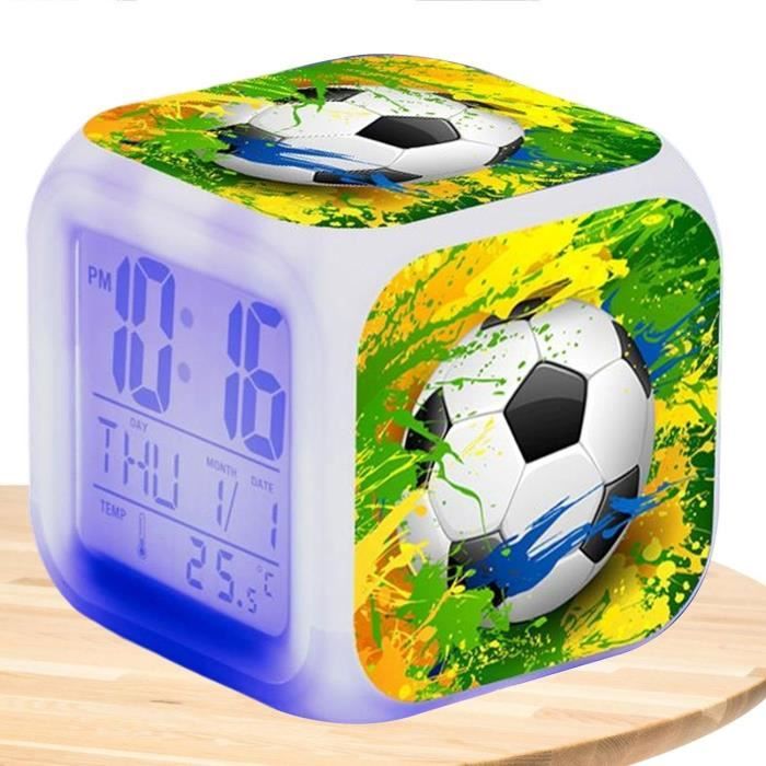 Réveil Numérique En Bois Heure Date Calendrier Thermomètre D'intérieur Horloge LED à Commande Vocale, Marron - Maison