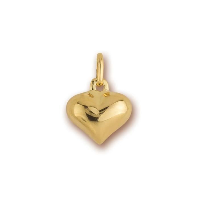 Pendentif Cœur bombéplaqué or 750/000 garanti sans nickel