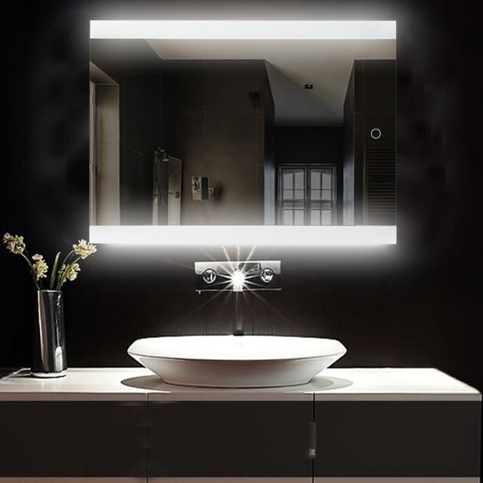 Miroirs De Salle De Bain Avec Eclairage Led Salle De Bains Miroir Mural Miroir De Salle De Gel 70 X 50 Cm Blanc Froid Achat Vente Miroir Salle De Bain