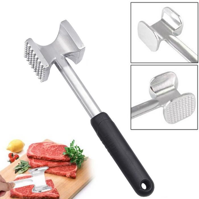 Marteau à Viande GEBAUM 19cm - Acier Inoxydable à Pointes - Pour Attendrir Steaks Et Marinades