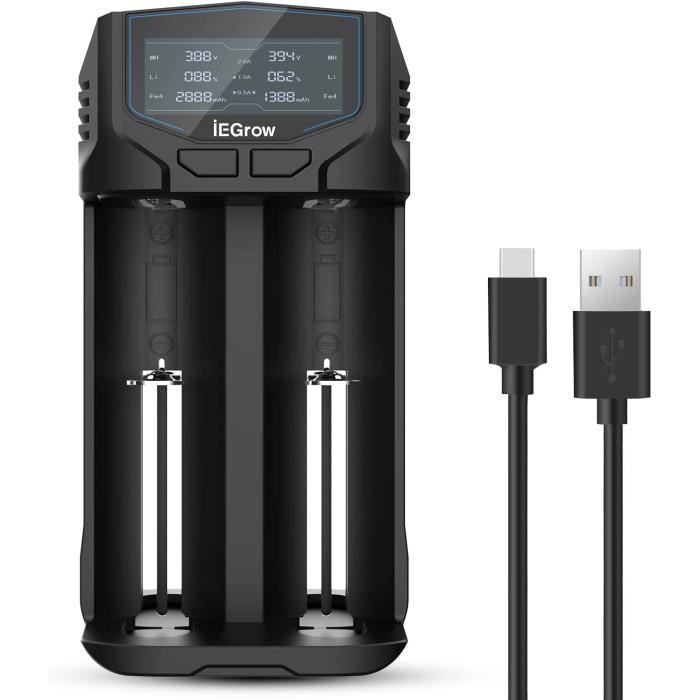Acculader 18650 2 sleuven oplaadbare batterijen voor 21700 26650