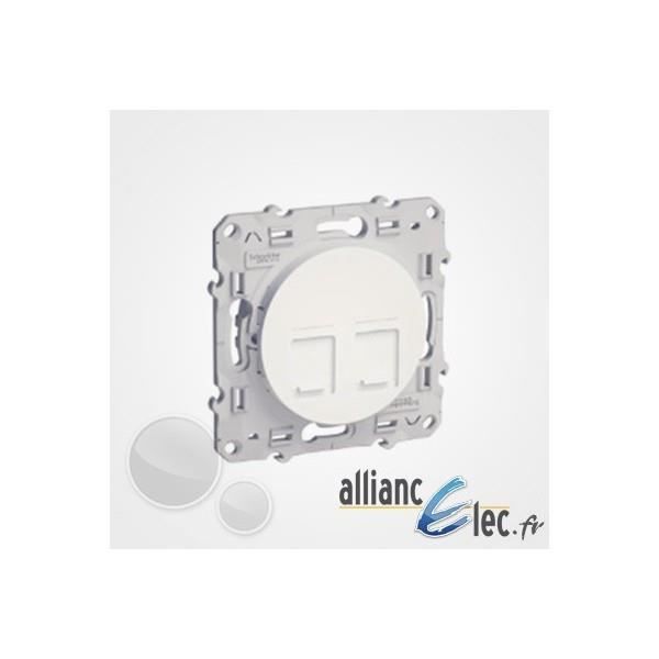Prise Murale Double RJ45 CAT6 UTP Odace Blanc – Schneider S520485, Pour Réseau Et USB