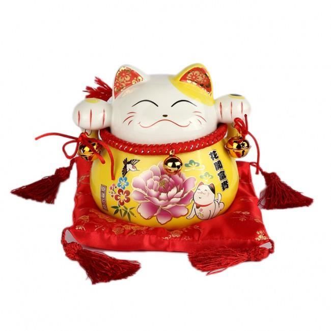 Maneki Neko Japonais Jaune Le Chat Porte Bonheur Cdiscount Maison Maneki Neko Japonais Jaune Le Chat Porte Bonheur Cdiscount Maison