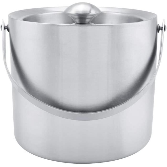 Seau à Glace Acier Inox + Pince 7 Pouces - Chefline - Bar, Vin, Champagne