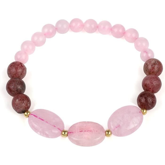 Bracelet en Perles de Cristal Rose Poudré – BraceletsDeMontre