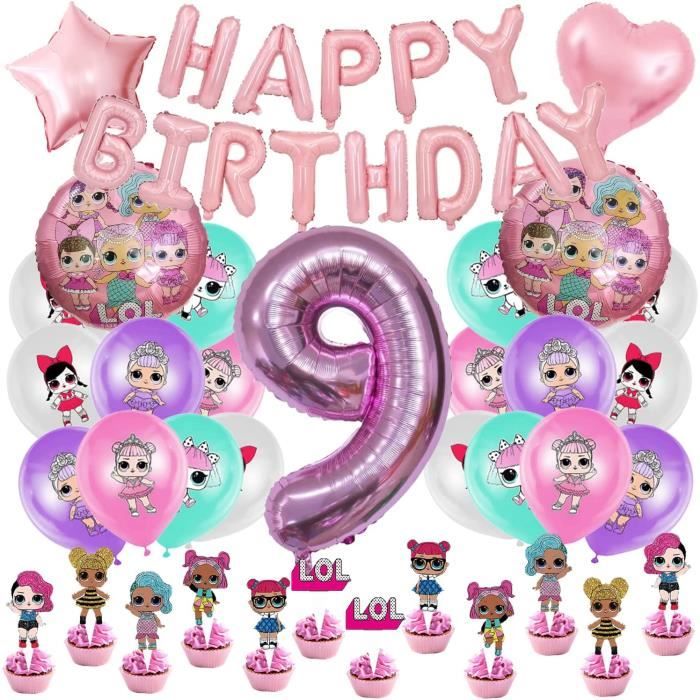Décoration De Anniversaire Poupee Lol 58 Pcs, Ballon Lol Surprise Dolls, Numero 9 Ballon
