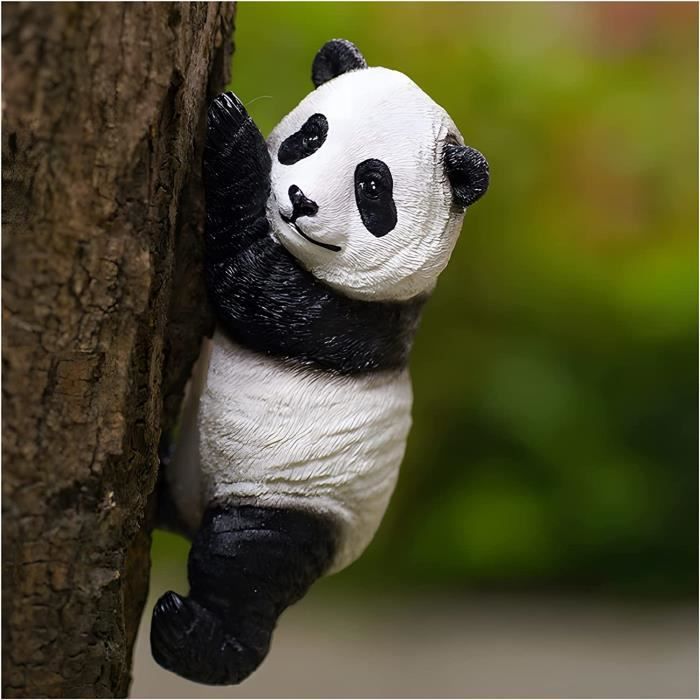 Cflnyc Mignon Bébé Panda Arbre Hugger Mur Statue, Yard Résine Panda