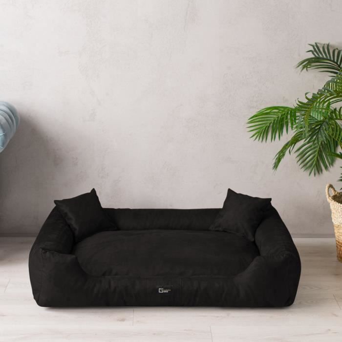 Comparer les prix de Panier Couchage Lit pour chien ,, Puffi – Alcantara ‘’ L 90cm x 70cm Noir