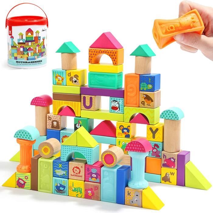 Top Bright Jouet Blocs De Construction En Bois Pour Garcon Et Fille Cadeau Educatif Avec 80 Pieces Blocs Pour Enfant 2 Ans Jeux De Achat Vente Kit Modelisme Cdiscount