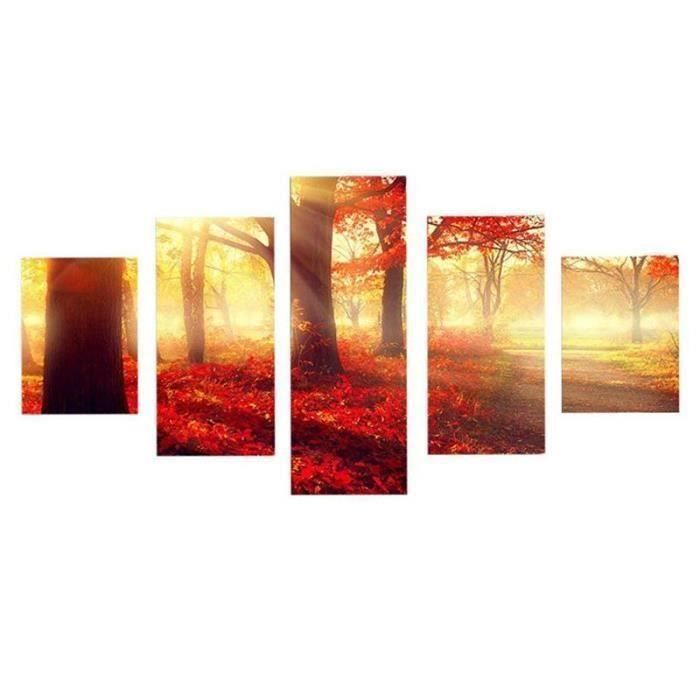 Impression Sur Toiles 5 Pieces Separe Peinture Decor Tableau Mural Pour Maison Bureau Arbre Erable 30 X 40 60 80cm Sm7b89 Achat Vente Objet Decoration Murale Cdiscount
