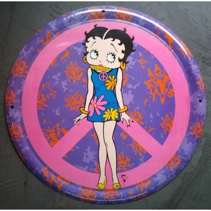 Plaque Betty Boop Peace Robe A Fleur Rare Tole Rond Pin Up Cdiscount Maison