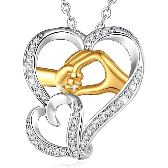 Collier mere fille bijoux argent sterling 925 personnalis pr nom