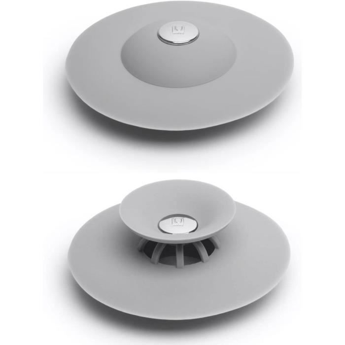 Bouchon De Baignoire 42-46mm Avec Chaîne Perles Argentée 40cm - Acier Inox & Silicone