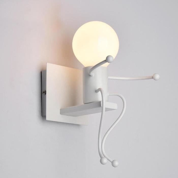 applique murale - contemporain - lampe douille e27 - blanc - 60w