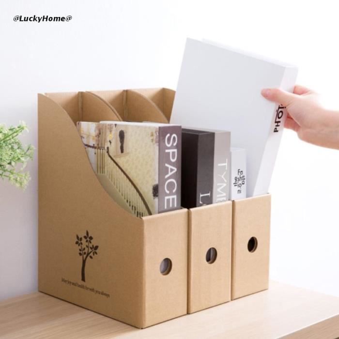Porte-Revue Bureau 4 Compartiments - Organisateur Plastique Solide Pour Documents Et Magazines