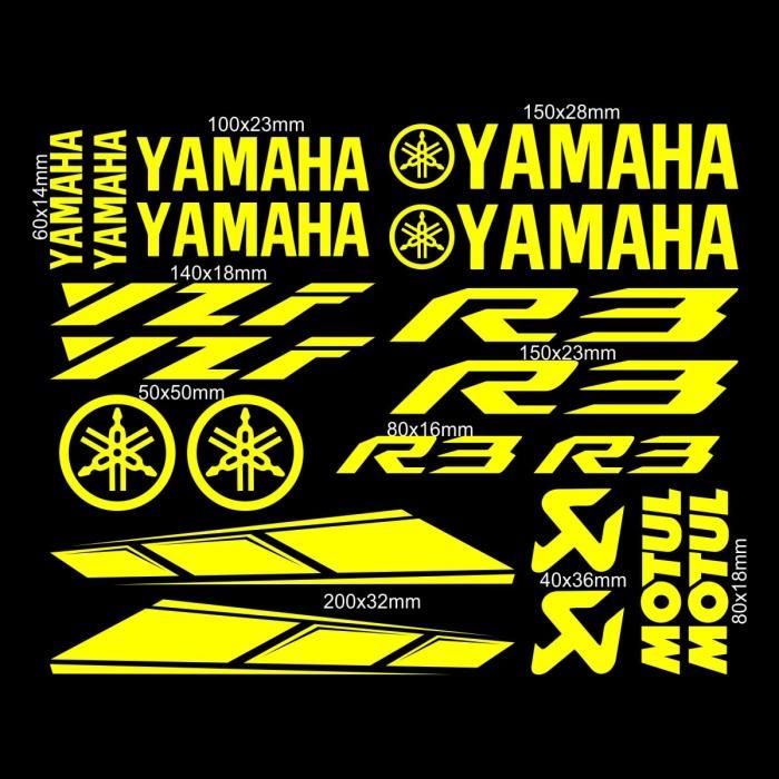 Jaune fluorescent - Autocollant réfléchissant pour moto Yamaha Yzf R1 R3 R6, autocollant de réservoir avec Lo