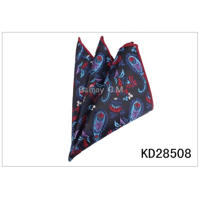 Ensemble Cravate Ascot Et Pochette Homme - Jacquard Multicolore Motif Paisley