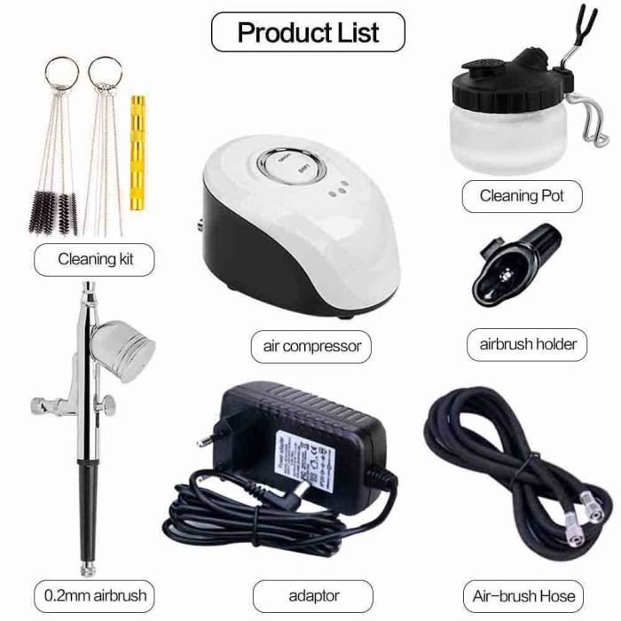 Kit Aérographe Duokon 7CC - Portable Avec Compresseur - Pour Modelisme, Maquillage, Art
