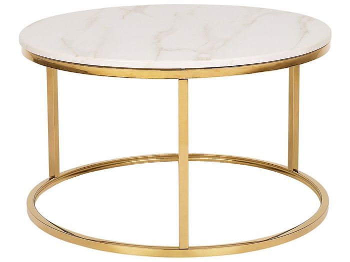 Table Basse Dore En Marbre Blanc Coral Achat Vente Table Basse