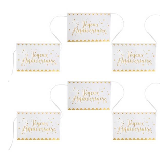 Banderole Joyeux Anniversaire Blanc Et Or Cdiscount Maison