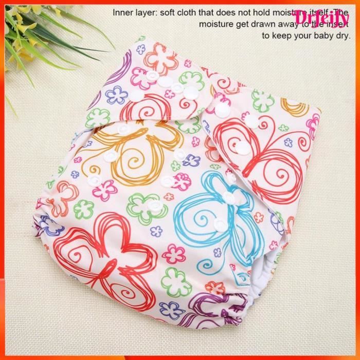 PINK&BLUE - Couche Bébé Réutilisable En Tissu De Bain Ajustable Garçons Et Filles (4-16 Kg) - Blanche Écologique